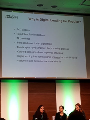 The library panel from ebookcraft, showing a slide titled, Why Is Digital Lending So Popular?