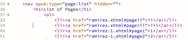 example of page list in toc.xhtml
