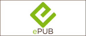 Logo: EPUB. A green blocky E tilted to look like a diamond, with the text "ePUB" underneath.